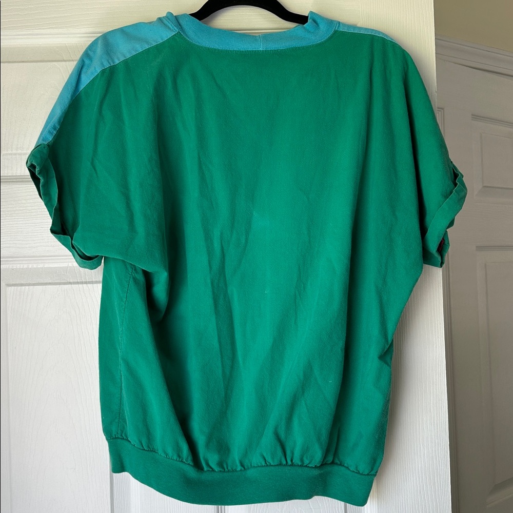 Vintage SK Sport Colorblock Crewneck T-Shirt - Teal, Pink & Green - Picture 3 of 4